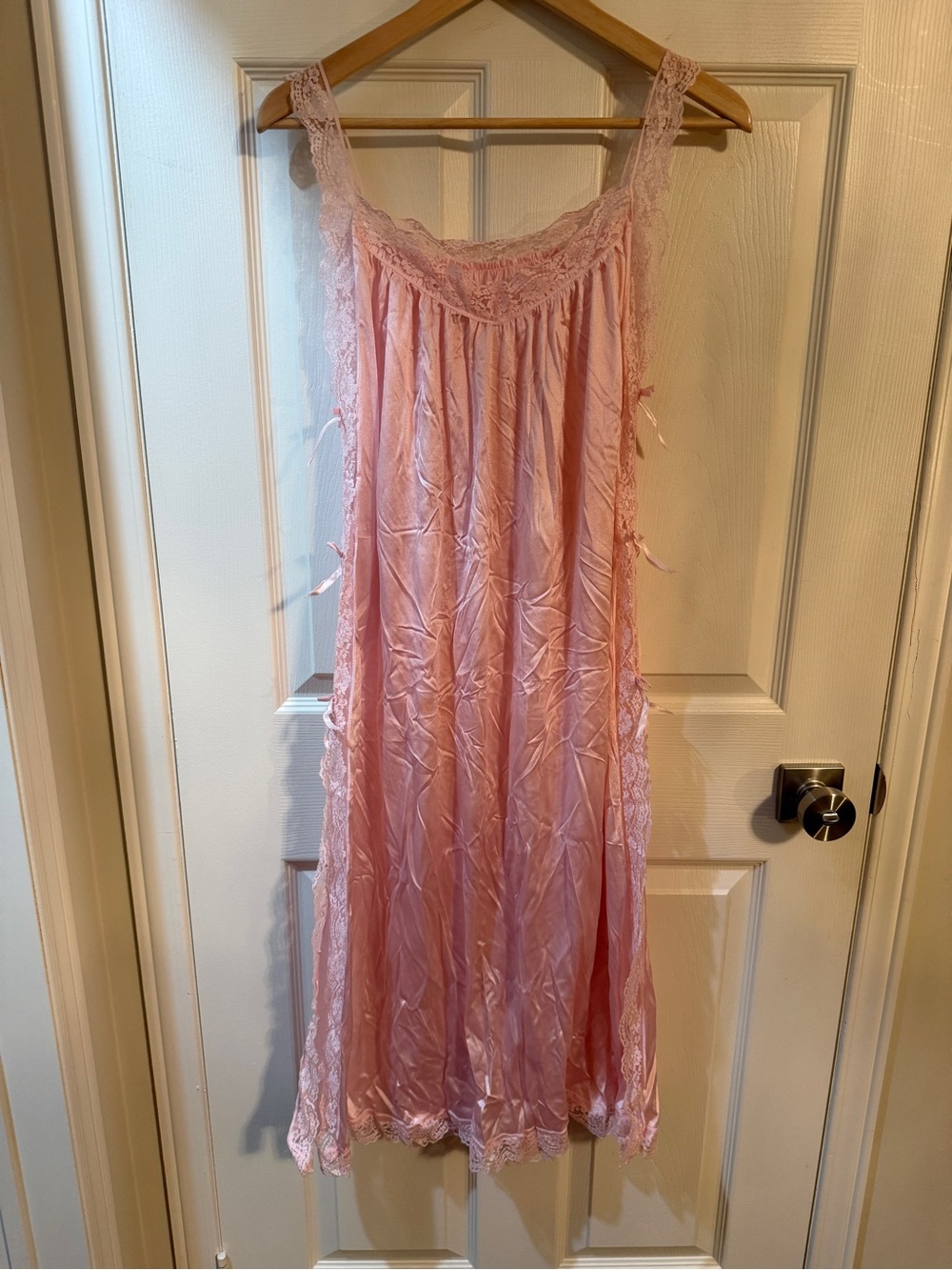 Lace-Trim Pink Satin Nightgown - Women's Intimates